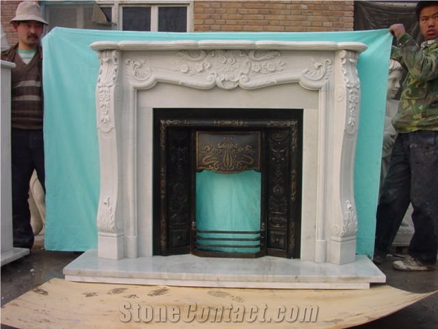China White Marble Fireplace Interior Decorative