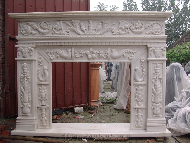China White Marble Fireplace, Various Styles, Own Factory