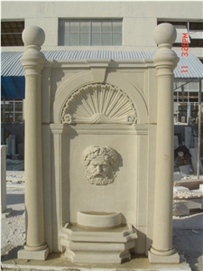 Hand Carved Natural Stone Wall Fountain, China White Marble Garden Fountain