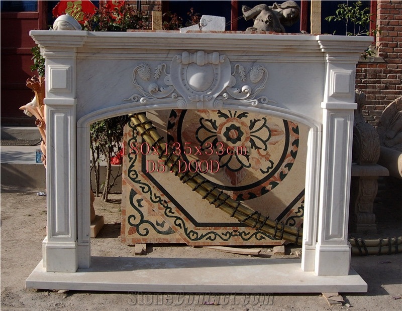 Home Decoration Lowest Price -Carving Marble Fireplace, China White Marble Carved Fireplace