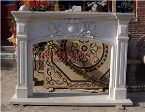 Home Decoration Lowest Price -Carving Marble Fireplace, China White Marble Carved Fireplace