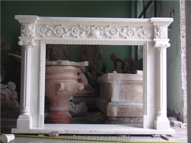 Hot Sale, Natural Stone China Polished Marble Hand Carved Fireplace