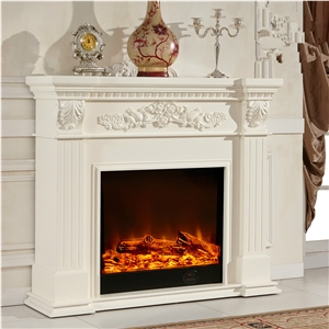 Hot Western Style Fireplace, China White Jade Marble Fireplace