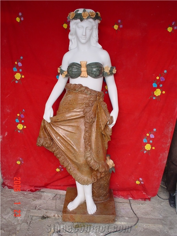 Human Sculpture,China Marble Carving Craft,Multi-Colour Marble Sculpture,Polite Lady/Girl Statue,Factory Price,On Sales