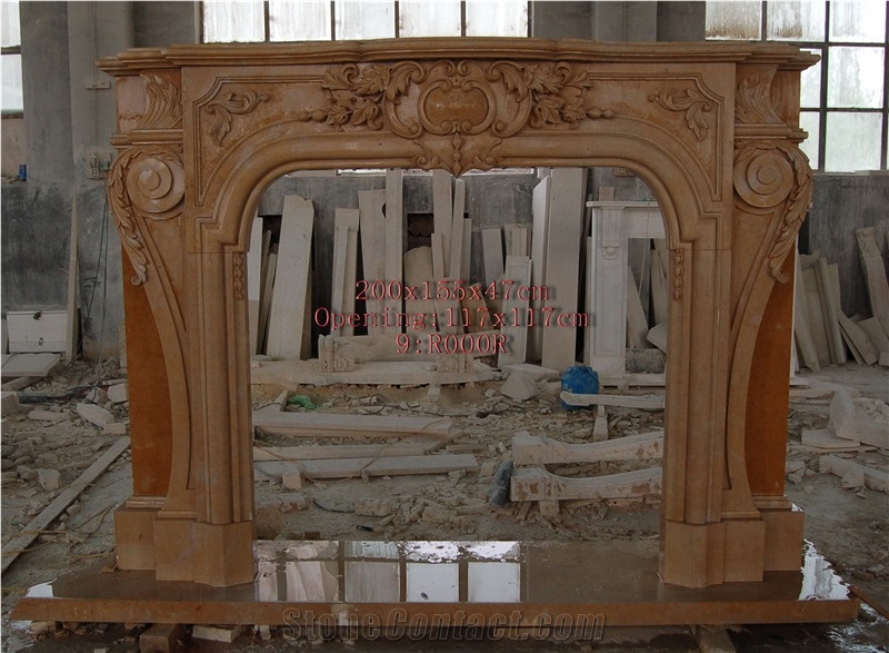 Indoor Marble Fireplace, Hand Carving Stone Fireplace, Natural Marble Carved Fireplace