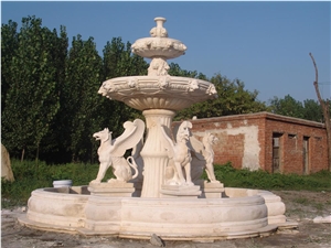 Large Trade Assurance Marble Waterfall Fountain, Outdoor Water Fountains, China Marble Sculpture Fountain