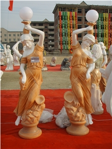 Marble Human Garden Sculpture,Multicolour Marble Carving Statues for Garden Decoration,Outdoor Sculptures,On Sales