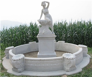 Marble Nude Lady Garden Fountain,China White Natural Marble Stone Garden Water Fountain