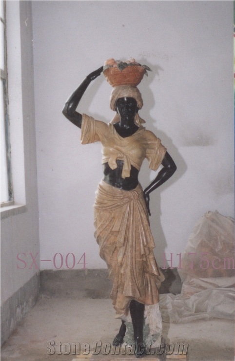 Mixed Colour/Multi-Colour Marble Sculpture,China Marble Human Sculpture,Handcarving Statue,Fruit Lady Satue,Factory Sales