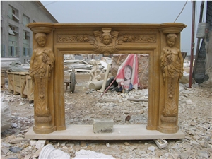 Modern Hot Sale Marble Fireplace, Brown Marble Fireplace,Best Indoor Fireplace