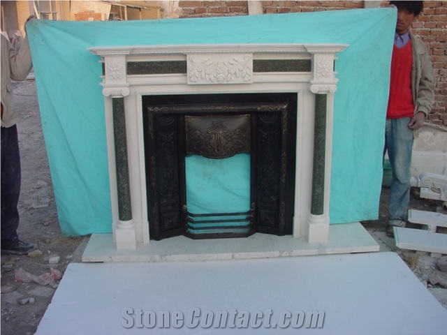 Multicolour Marble Carved Fireplace, Handmade Sculpture Fireplace, China Marble Fireplace Mantel, Own Factory