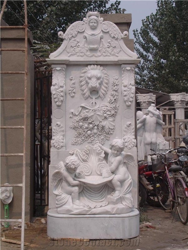 Natural Stone Garden Fountain/Marble Water Fountain,Animal & Angel Sculputre Fountain.China Marble Sculpture