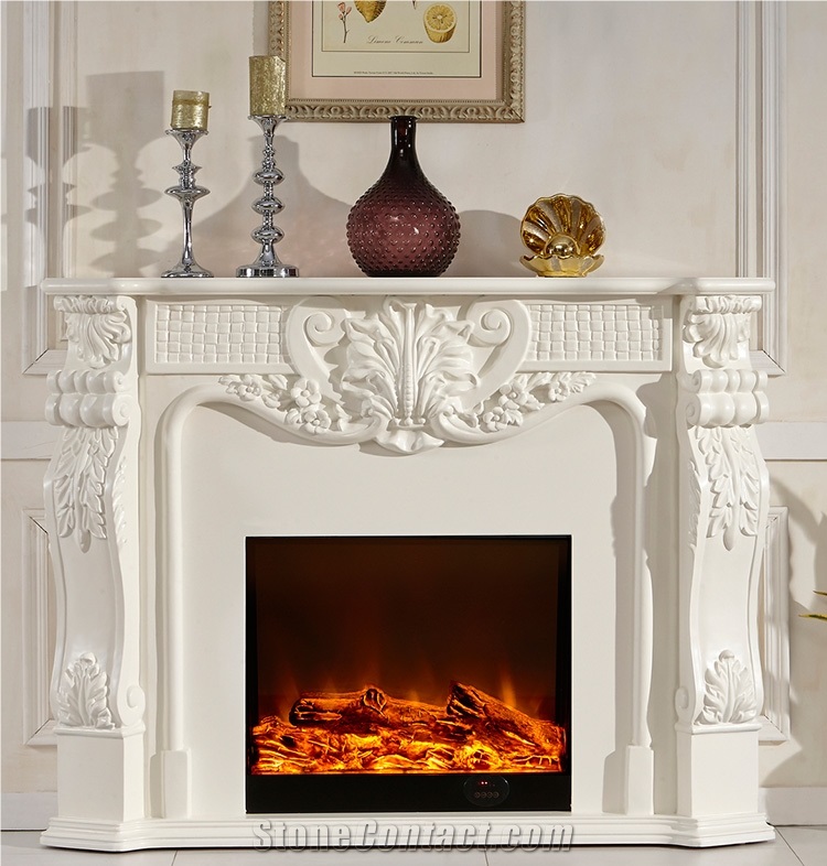 Natural Stone White Marble Fireplace for House Decoration,Hotel Decoration Marble Fireplace