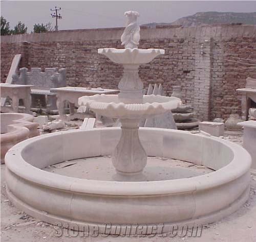 Outdoor Stone Garden Fountain, Marble Fountain, Water Fountain,China White Marble Sculpture