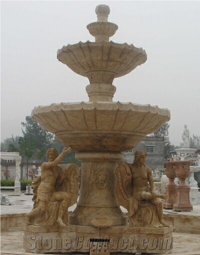 Popular Marble Fountain,Yellow Marble Fountain Outside Used