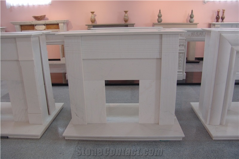 Pure White Marble Carving Fireplace ,Handcarved Sculpture Fireplace