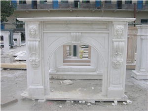 Pure White Marble Carving Fireplace Mantels, Marble Mantelshelf, Simple Sculpture Mantel, Own Factory, Fireplace for Indoor Decoration