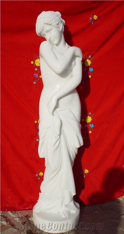 White Marble Human Sculpture, China White Jade, Handcraved Statues/Bath Lady Statues