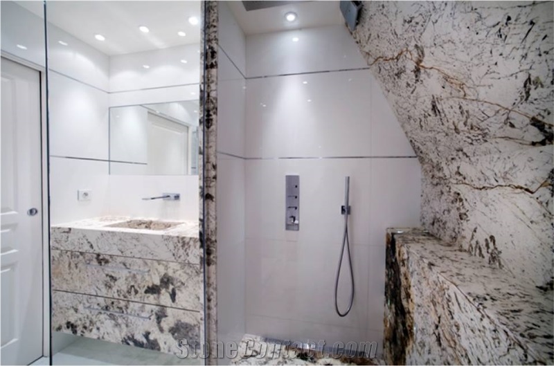 Delicatus White Granite Bathroom Design