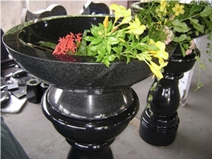 Nkh Black Granite Vases, Flower Pots