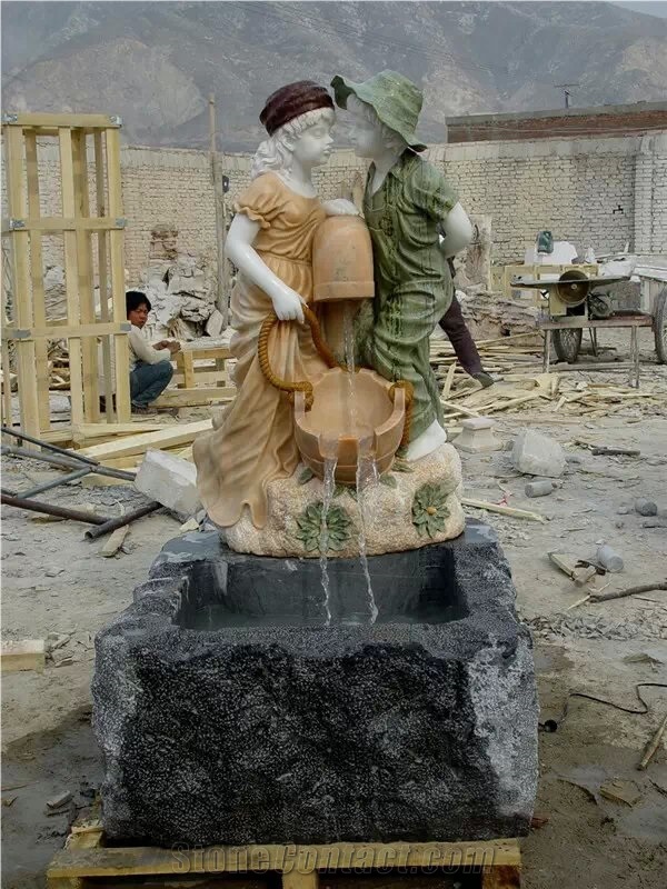 Garden Marble Sculpture Fountain, Western Baby Statue Fountain