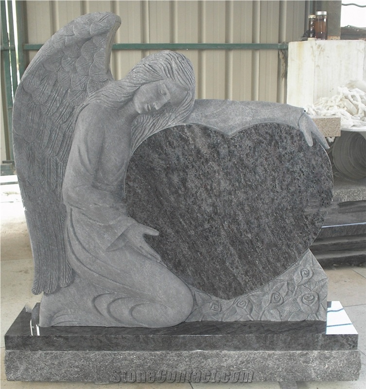Granite Carving Western Style Angel Heart Monument & Tombstone