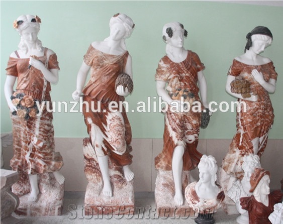 Hand Carved European Style Four Seasons Marble Lady Statue