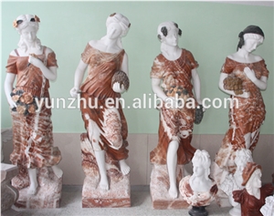 Hand Carved European Style Four Seasons Marble Lady Statue
