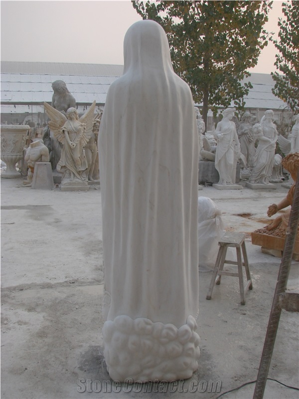 Hand Carved Hunan White Marble Stone Religious the Virgin Mary Statue & Sculpture