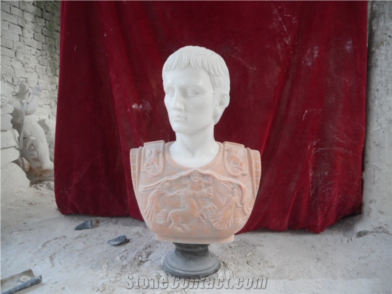 Hand Carving Kylin Marble Stone Famous Man Head Busts Statue