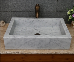 Natural Stone Bathroom Square Wash Bowls Sinks, Grey Marble Wash Bowls
