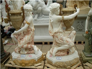 Outdoor Marble Stone Lady Statue Planter Pot