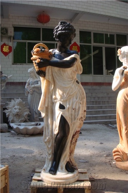 Western Marble Stone Black Woman Statues
