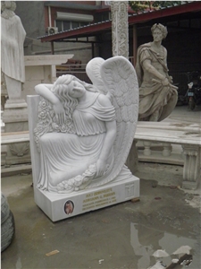 Western Style White Marble Stone Angel Tombstone & Monuments