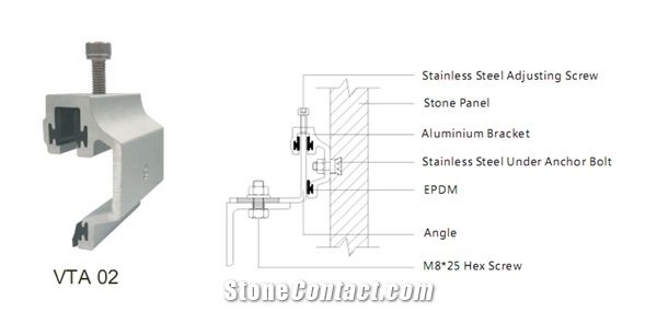 Aluminium Stone Bracket Vta-02 / Stone Fixing System /Wall Cladding Anchors