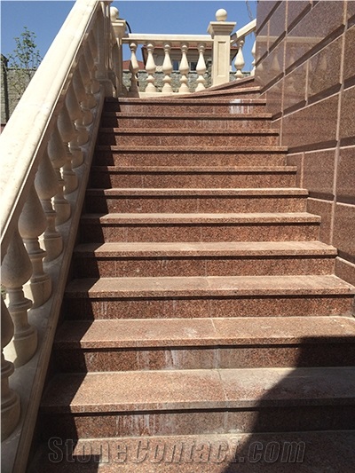 Granite Red Korday Steps, Risers, Red Granite Stairs & Stetps, Staircases
