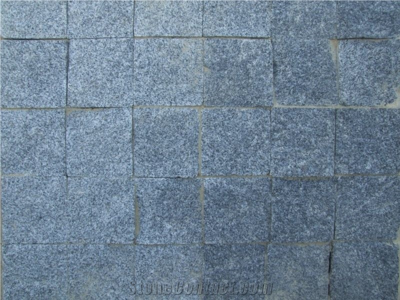 Sibirskiy - Ural Gray Granite Cobble Stone, Cube Stone