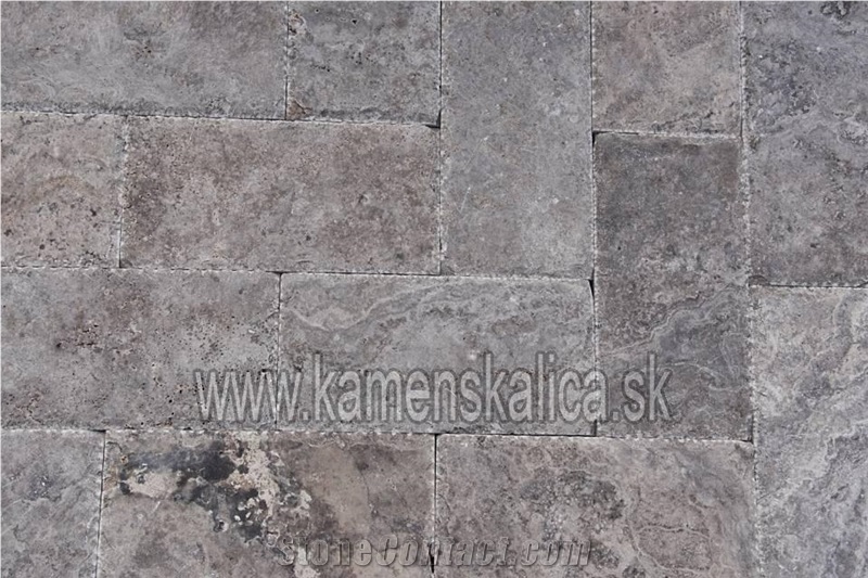 Silver Travertine Chiseled Edge Floor Tiles