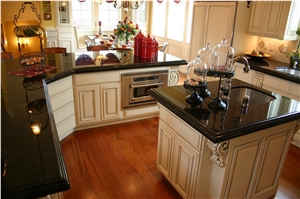Black Absolute Granite Kitchen Countertop and Island Top