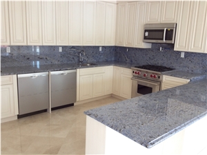 Blue Bahia Granite Custom Kitchen Countertop