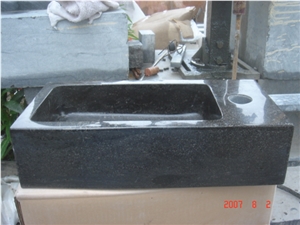 Natural Stone Bathroom Wash Sinks, Kitchen Vessel Rectangle Basins, Black Granite Square Sink, Ourdoor & Interior Polished Surface Wash Bowls Basins