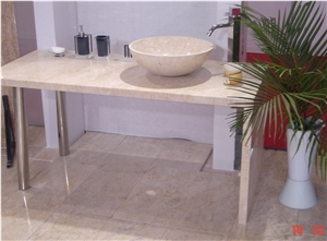 Natural Stone Bathroom Wash Sinks, Kitchen Vessel Round Basins, Yellow Marble Sink, Outdoor & Indoor Polished Surface Wash Bowls Basins