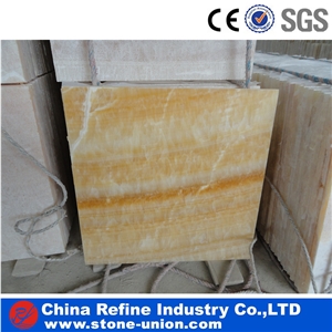 China Yellow Onyx Honed Flooring Tiles, Square Yellow Onyx Tiles, Songxiang Onyx for Wall Decoration