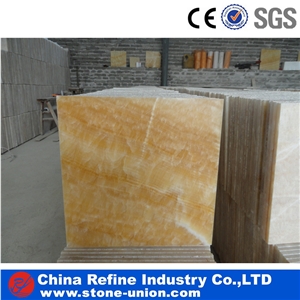 China Yellow Onyx Honed Flooring Tiles, Square Yellow Onyx Tiles, Songxiang Onyx for Wall Decoration