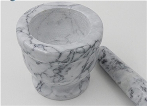 Stone Mortar and Pestle, White Marble Mortar and Pestle
