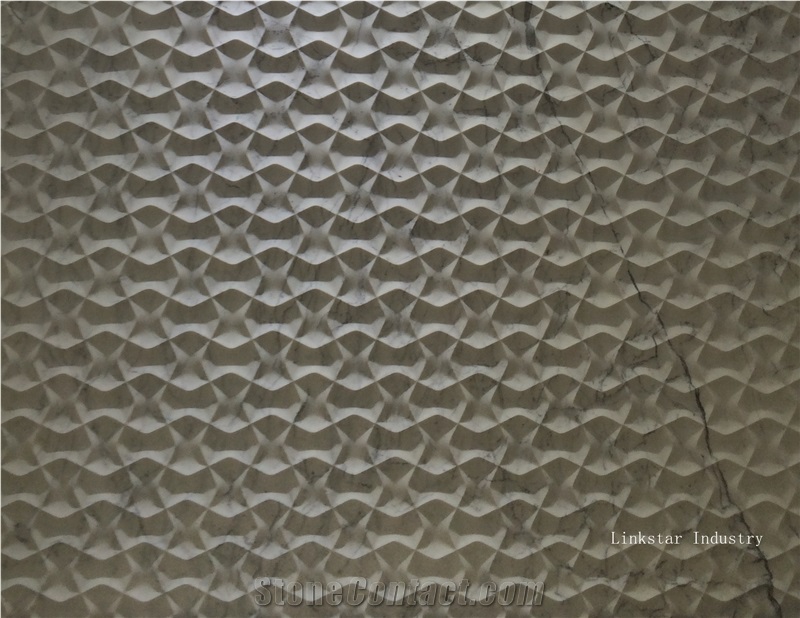 Natural Decorative 3d White Carrara Wall Reliefs Tiles