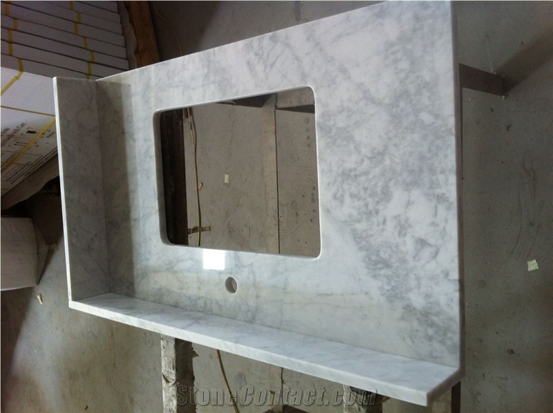 Bianco Carrara C Marble Vanity Top,Carrara White Marble Bathroom Vanity Top,Bianco Carrara Marble Bath Top with Square Basin Sink