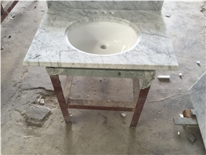 Bianco Carrara Marble Vanity Top,White Carrara Marble Bathroomm Countertop,Italy White Marble Bath Top with Sink