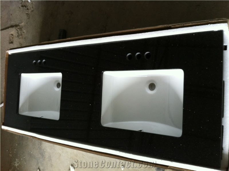 Shanxi Black Granite Bathroom Vanity Top,China Absolute Black Granite Vanity Top,China Black Granite Countertop