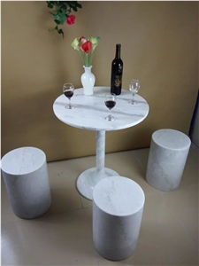 Statuary White Marble Round Table&Bench,Carrara Statuario Marble Garden Round Table,Bianco Carrara Statuario Marble Coffee Tables Furniture,Italy White Marble Round Tea Table